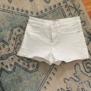 A& F distressed white jean shorts